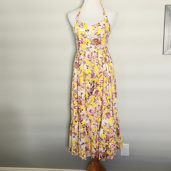 *SOLD* NWT ANTHRO | Halterneck Floral Midi Dress - Picture 6 of 9